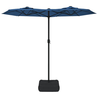 Guarda-sol de jardim c/ cabeça dupla/LED 316x145 cm azul-ciano