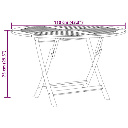 Mesa de jardim dobrável Ø 110x75 cm madeira de teca maciça