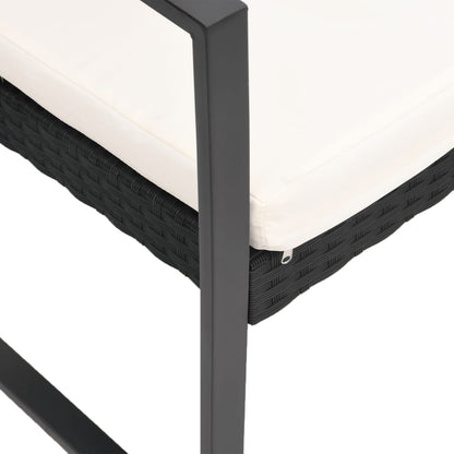 Banco de jardim de 2 lugares com almofadões vime PP preto