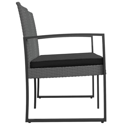 Banco de jardim de 2 lugares c/ almofadões vime PP cinza-escuro