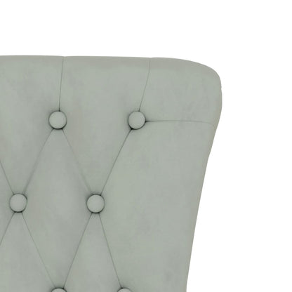Cadeirão c/ encosto alto veludo cinzento-claro design de botões