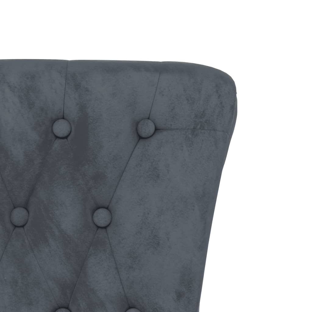 Cadeirão c/ encosto alto veludo cinzento-escuro design botões