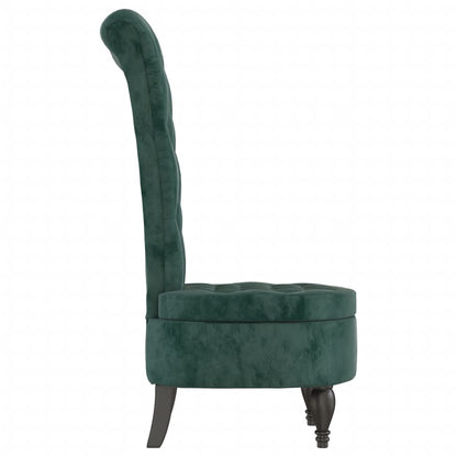 Cadeirão c/ encosto alto veludo verde-escuro design de botões