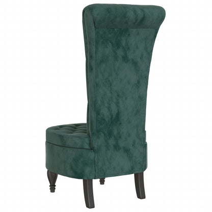 Cadeirão c/ encosto alto veludo verde-escuro design de botões