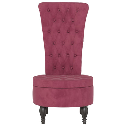 Cadeirão c/ encosto alto veludo vermelho-tinto design de botões