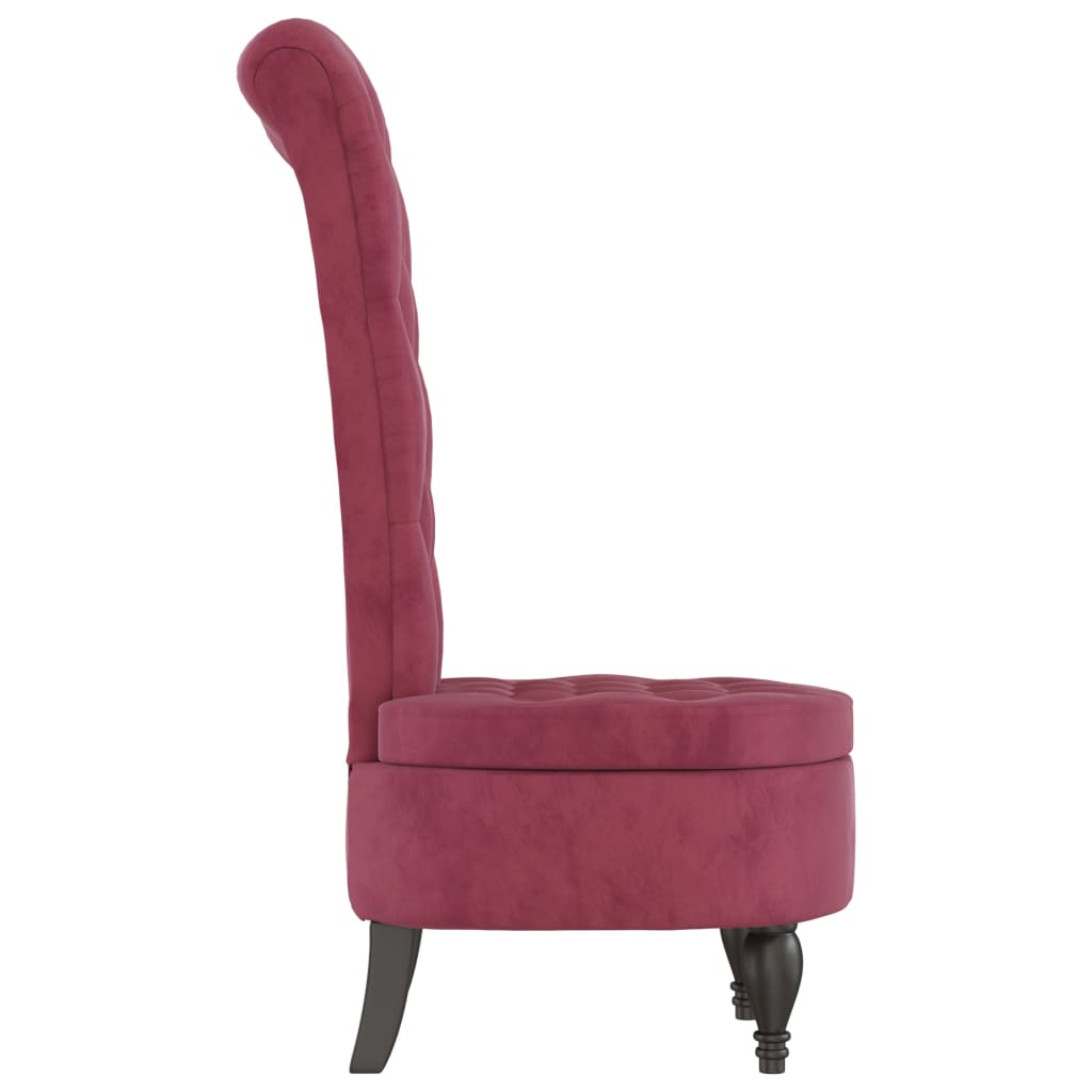 Cadeirão c/ encosto alto veludo vermelho-tinto design de botões