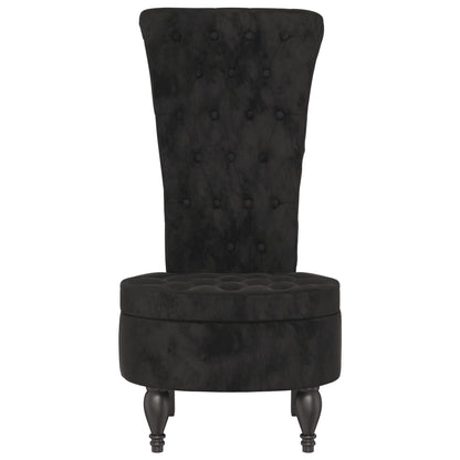 Cadeirão com encosto alto veludo preto design de botões
