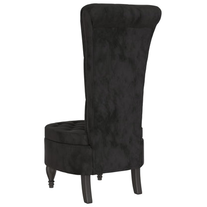 Cadeirão com encosto alto veludo preto design de botões