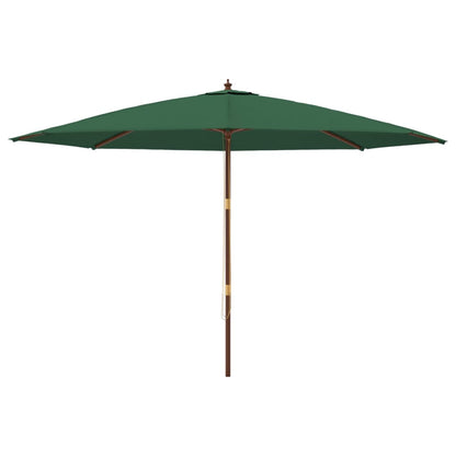 Guarda-sol de jardim com poste de madeira 400x273 cm verde
