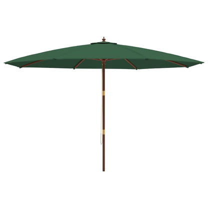 Guarda-sol de jardim com poste de madeira 400x273 cm verde