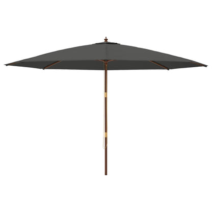 Guarda-sol de jardim com poste de madeira 400x273 cm antracite