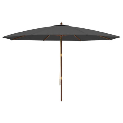 Guarda-sol de jardim com poste de madeira 400x273 cm antracite