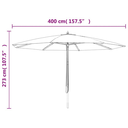 Guarda-sol de jardim com poste de madeira 400x273 cm antracite