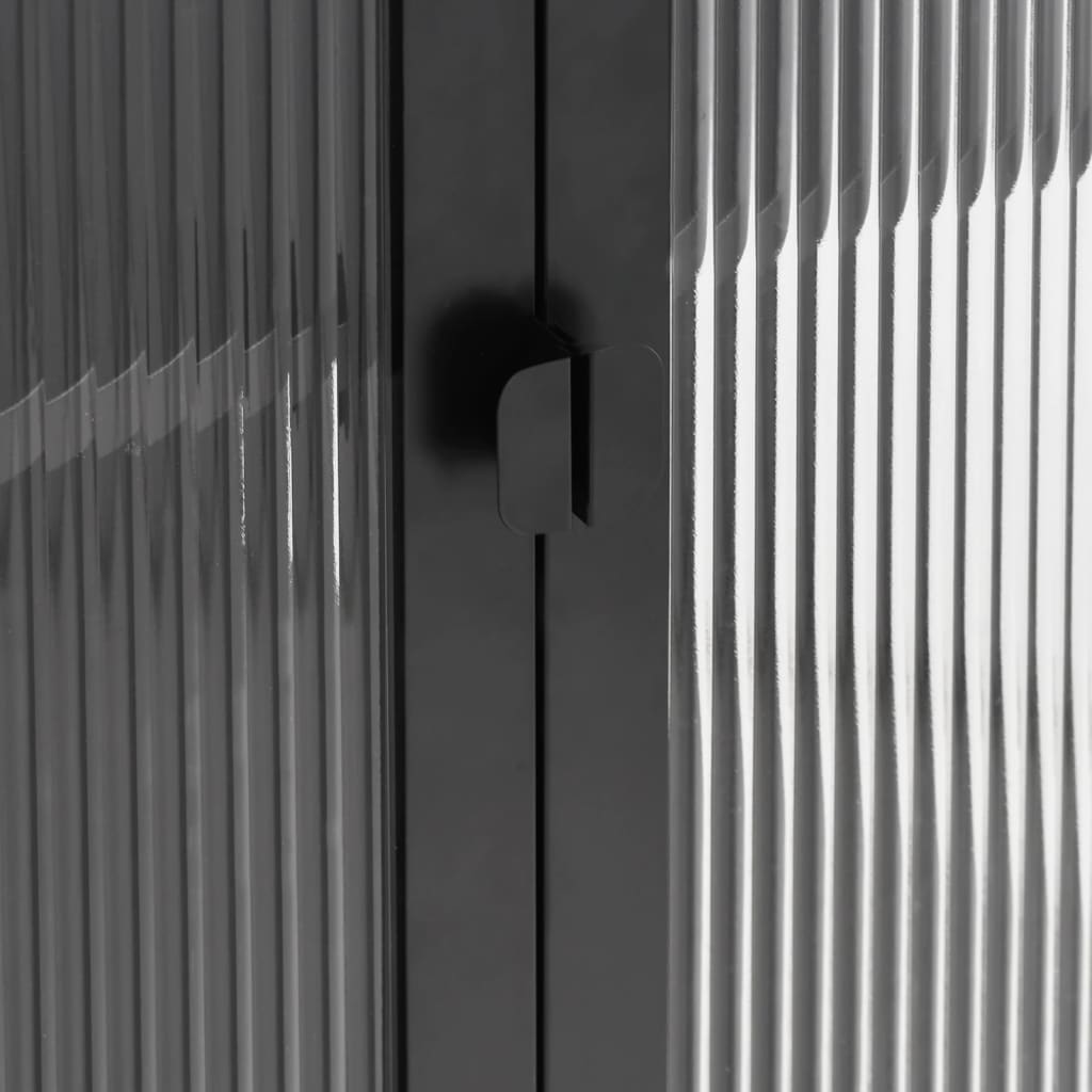 Aparador 75x35x105 cm vidro e aço preto