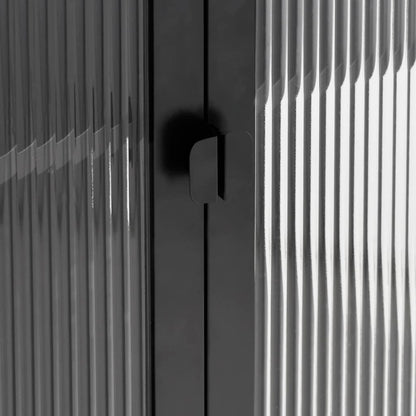 Aparador 75x35x105 cm vidro e aço preto