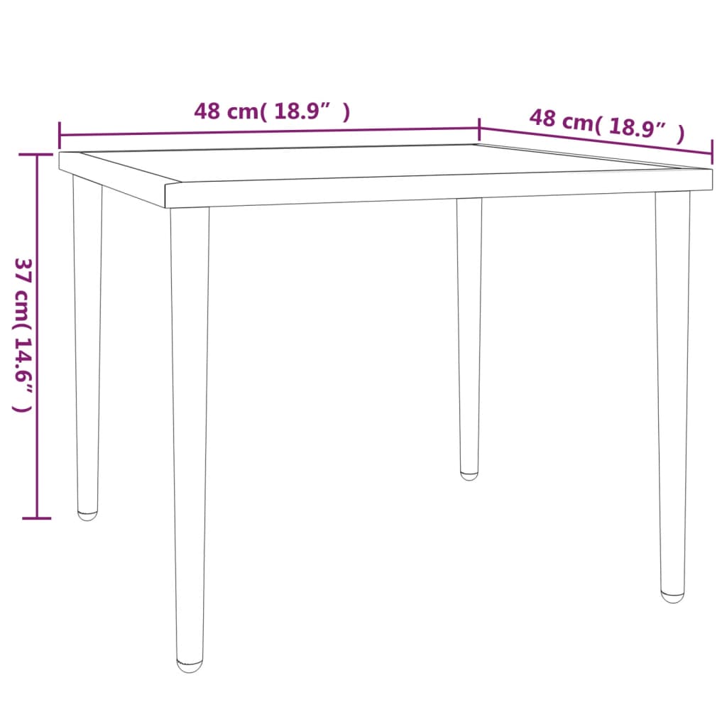Mesa de jardim 48x48x37 cm aço cinzento