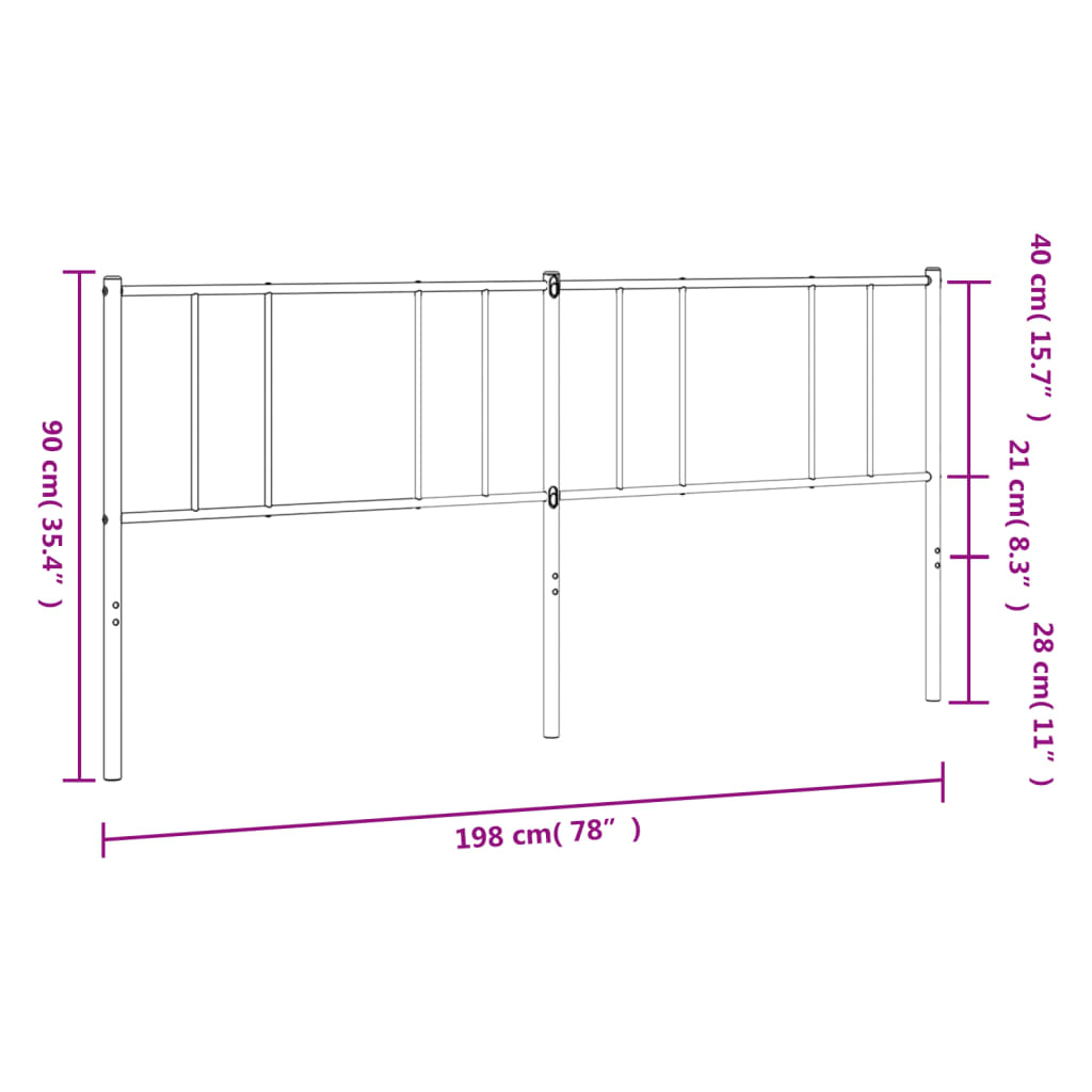 Cabeceira de cama 193 cm metal branco