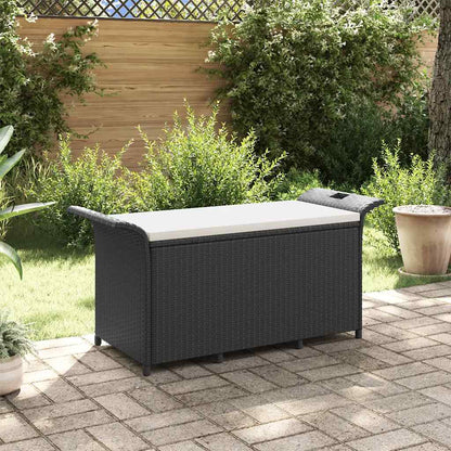 Banco de jardim com almofadão 116x46x57 cm vime PE preto