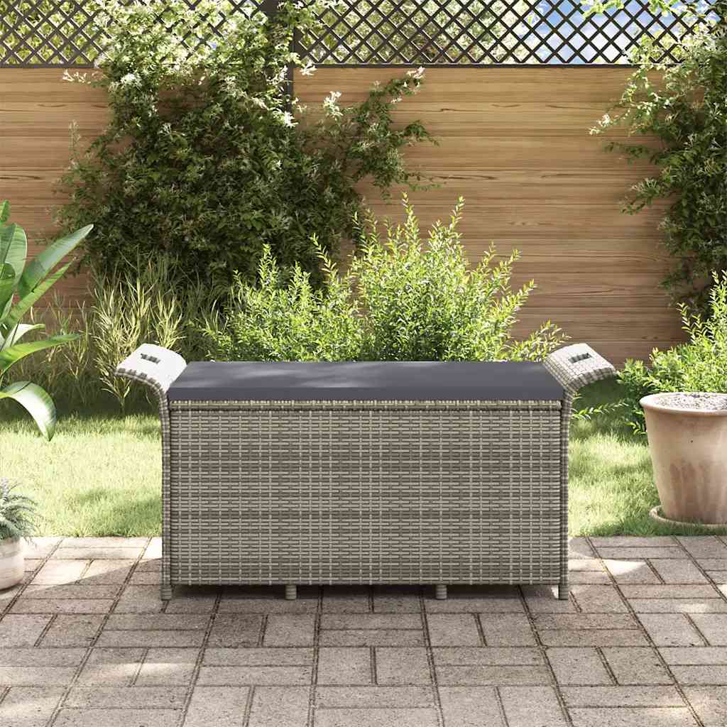 Banco de jardim com almofadão 116x46x57 cm vime PE cinzento