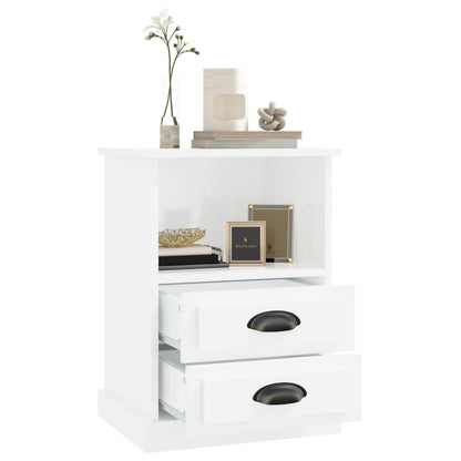 Mesas de cabeceira 2 pcs 43x36x60 cm branco brilhante