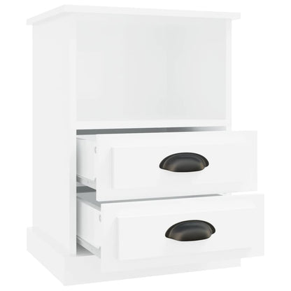 Mesas de cabeceira 2 pcs 43x36x60 cm branco brilhante