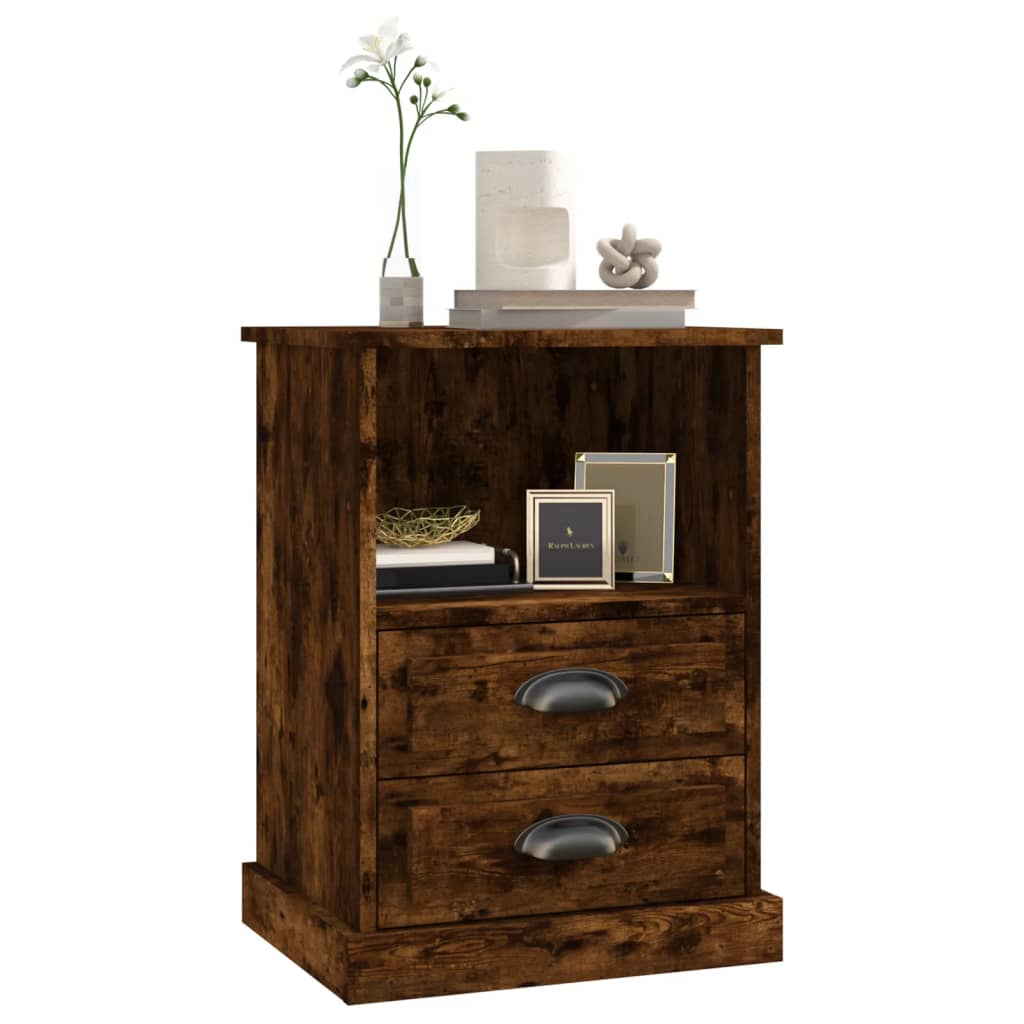 Mesa de cabeceira 43x36x60 cm cor carvalho fumado
