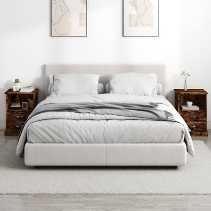 Mesas de cabeceira 2 pcs 43x36x60 cm cor carvalho fumado