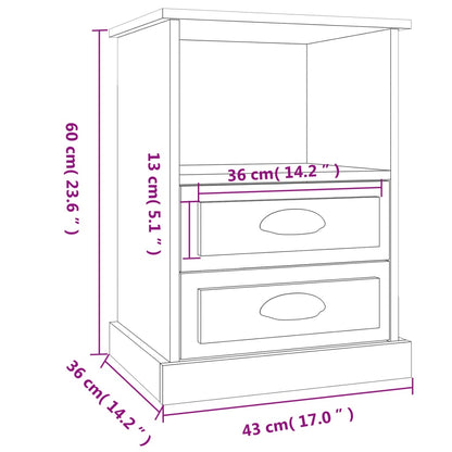Mesas de cabeceira 2 pcs 43x36x60 cm cinzento sonoma
