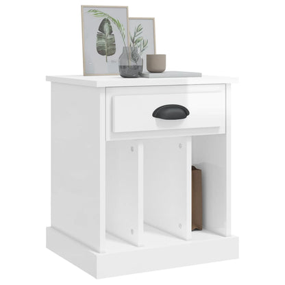 Mesas de cabeceira 2 pcs 43x36x50 cm branco brilhante
