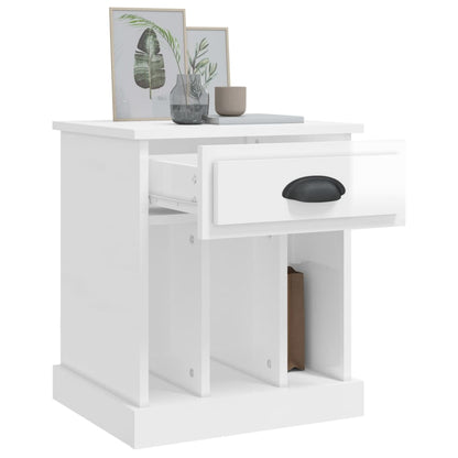 Mesas de cabeceira 2 pcs 43x36x50 cm branco brilhante