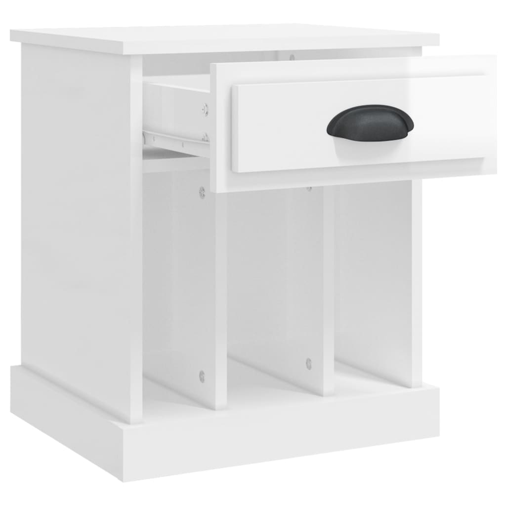 Mesas de cabeceira 2 pcs 43x36x50 cm branco brilhante
