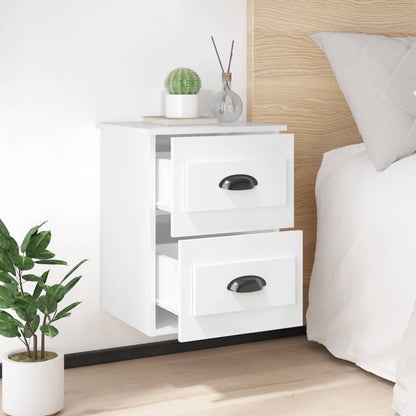 Mesa de cabeceira de parede 41,5x36x53 cm branco brilhante