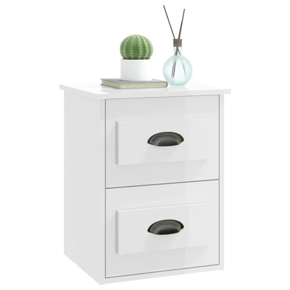 Mesa de cabeceira de parede 41,5x36x53 cm branco brilhante
