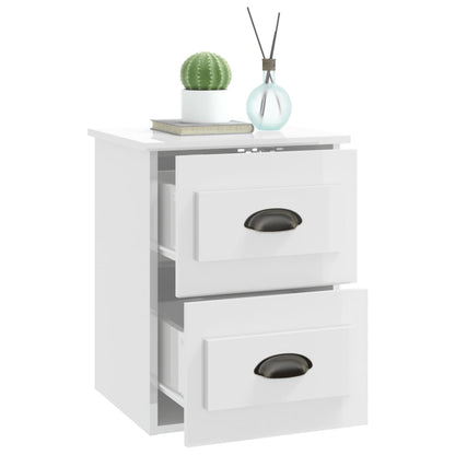 Mesa de cabeceira de parede 41,5x36x53 cm branco brilhante