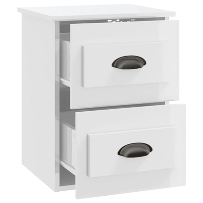 Mesa de cabeceira de parede 41,5x36x53 cm branco brilhante