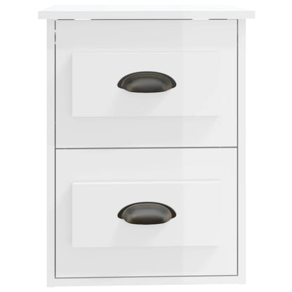 Mesa de cabeceira de parede 41,5x36x53 cm branco brilhante