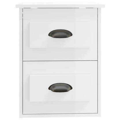 Mesas de cabeceira parede 2 pcs 41,5x36x53 cm branco brilhante