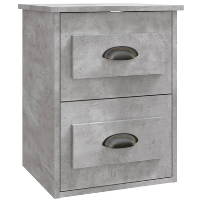 Mesas de cabeceira parede 2 pcs 41,5x36x53 cm cinzento cimento