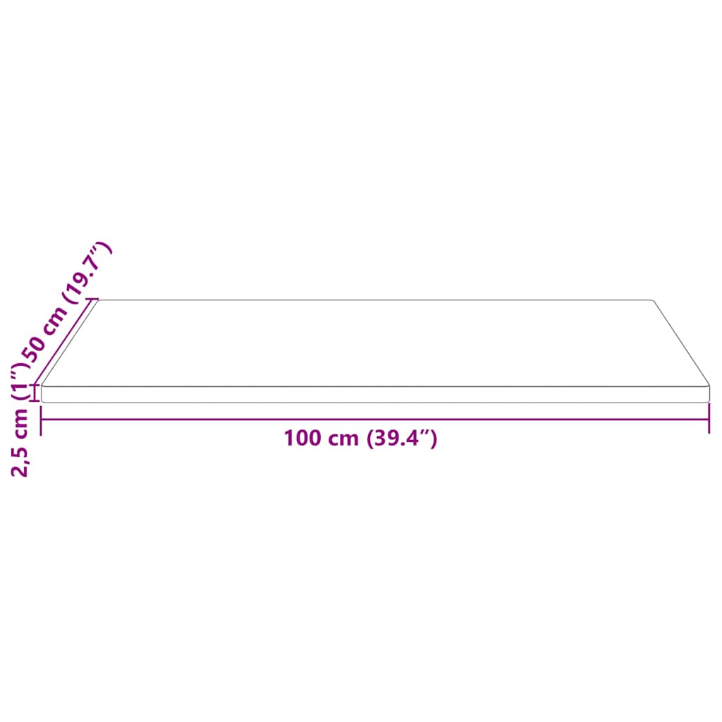 Tampo de mesa retangular 100x50x2,5 cm pinho maciço