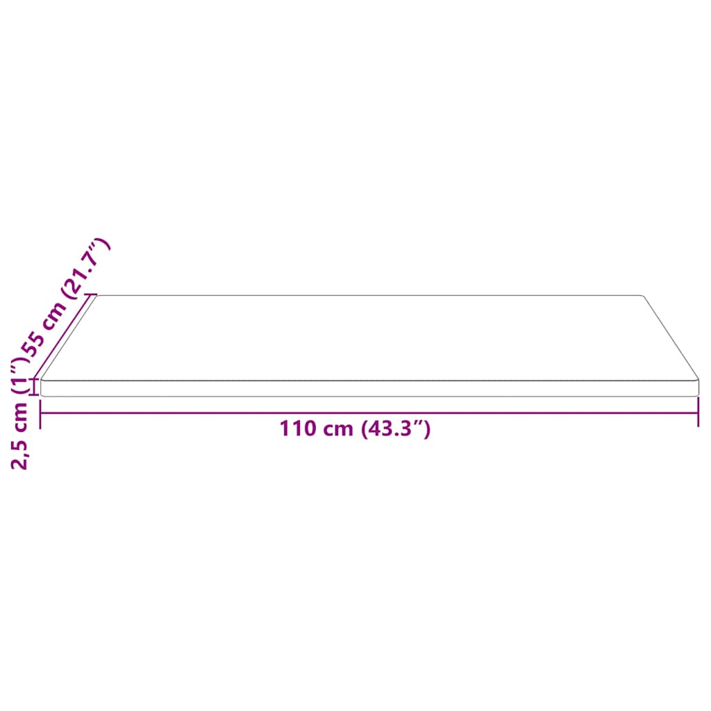 Tampo de mesa retangular 110x55x2,5 cm pinho maciço