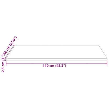 Tampo de mesa retangular 110x60x2,5 cm pinho maciço