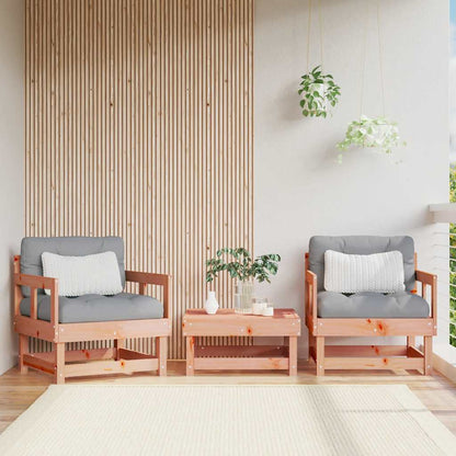Cadeiras de jardim c/ almofadões 2pcs madeira de douglas maciça