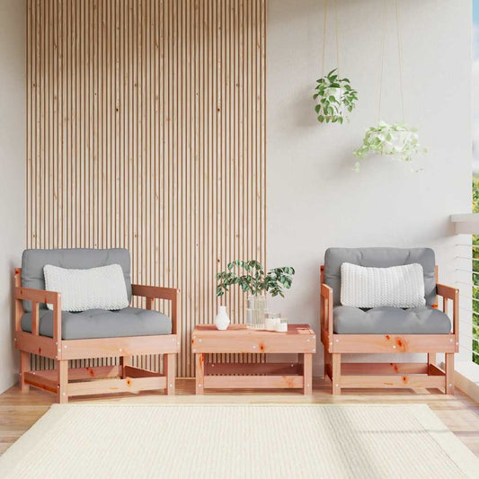 Cadeiras de jardim c/ almofadões 2pcs madeira de douglas maciça