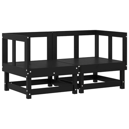 Sofás de canto com almofadões 2 pcs pinho maciço preto