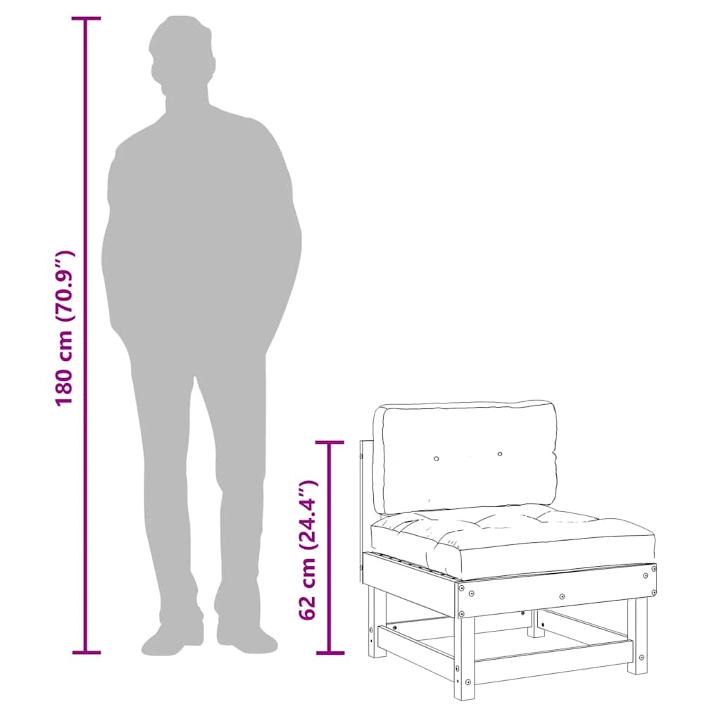 Sofás de centro com almofadões 2 pcs pinho maciço