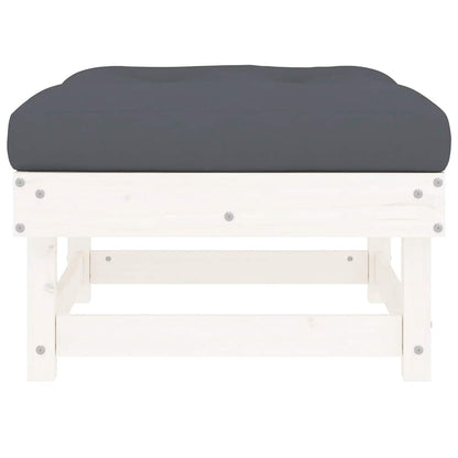 Apoios de pés p/ jardim c/ almofadões 2 pcs pinho maciço branco