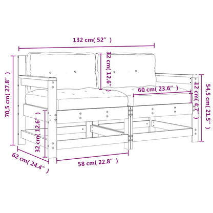 Cadeiras de jardim c/ almofadões 2pcs madeira de douglas maciça