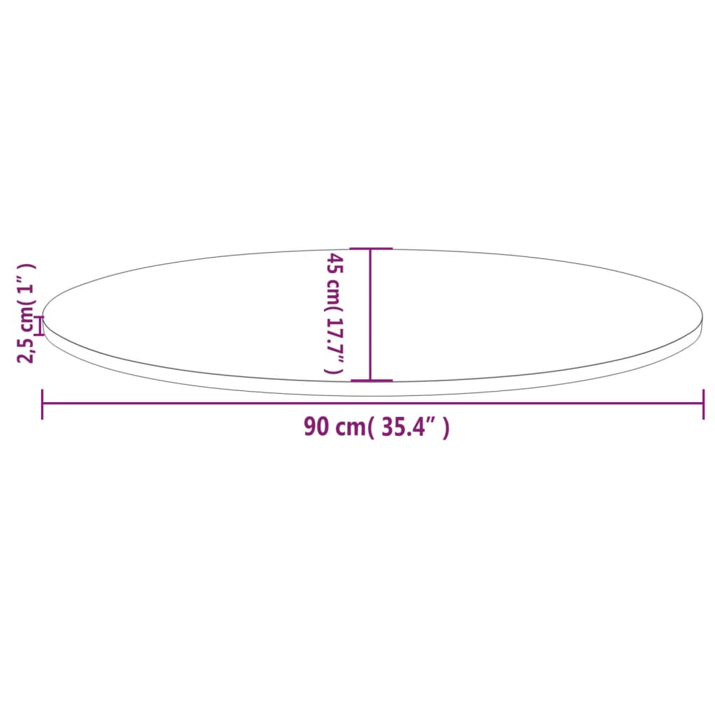 Tampo de mesa oval 90x45x2,5 cm madeira de pinho maciça branco