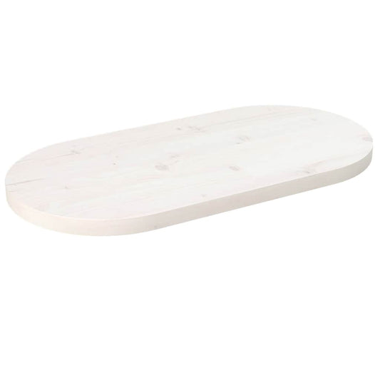 Tampo de mesa oval 60x30x2,5 cm madeira de pinho maciça branco