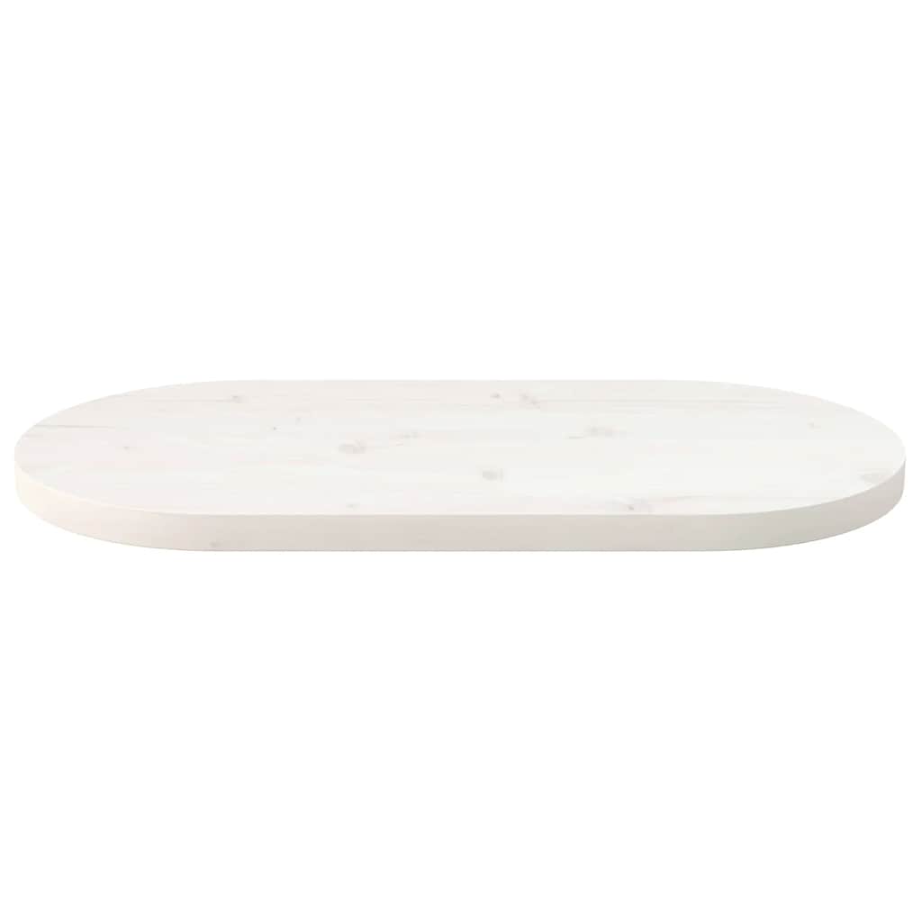 Tampo de mesa oval 70x35x2,5 cm pinho maciço branco